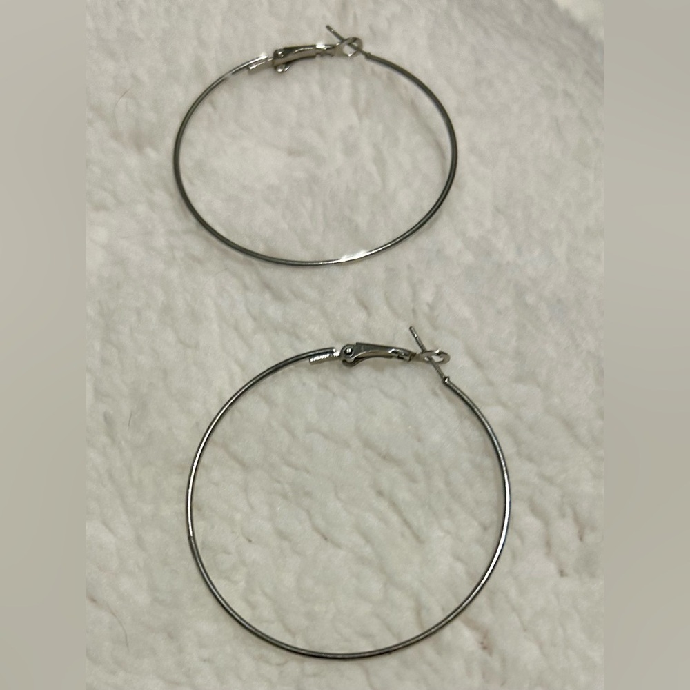 Costume silver hoop earrings
